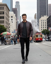 Cremona – Classic Brown Leather Bomber Jacket for Men